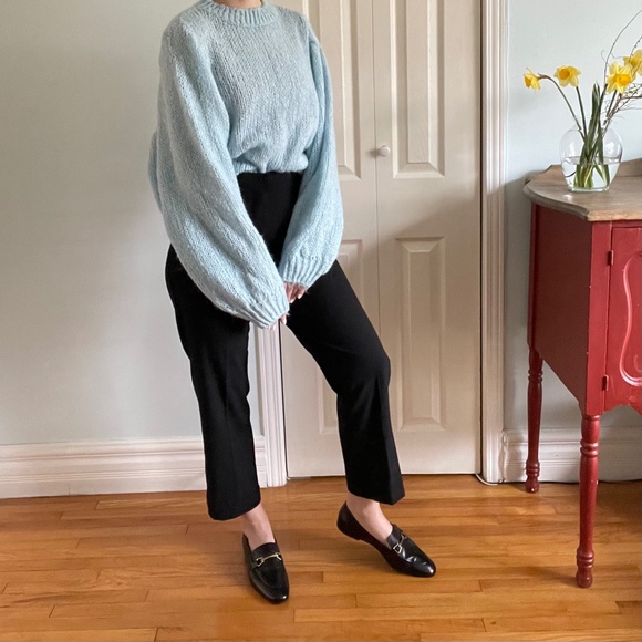 Sweater: ASOS Blue Balloon Sleeve Women's Knit - Picture 1 of 13